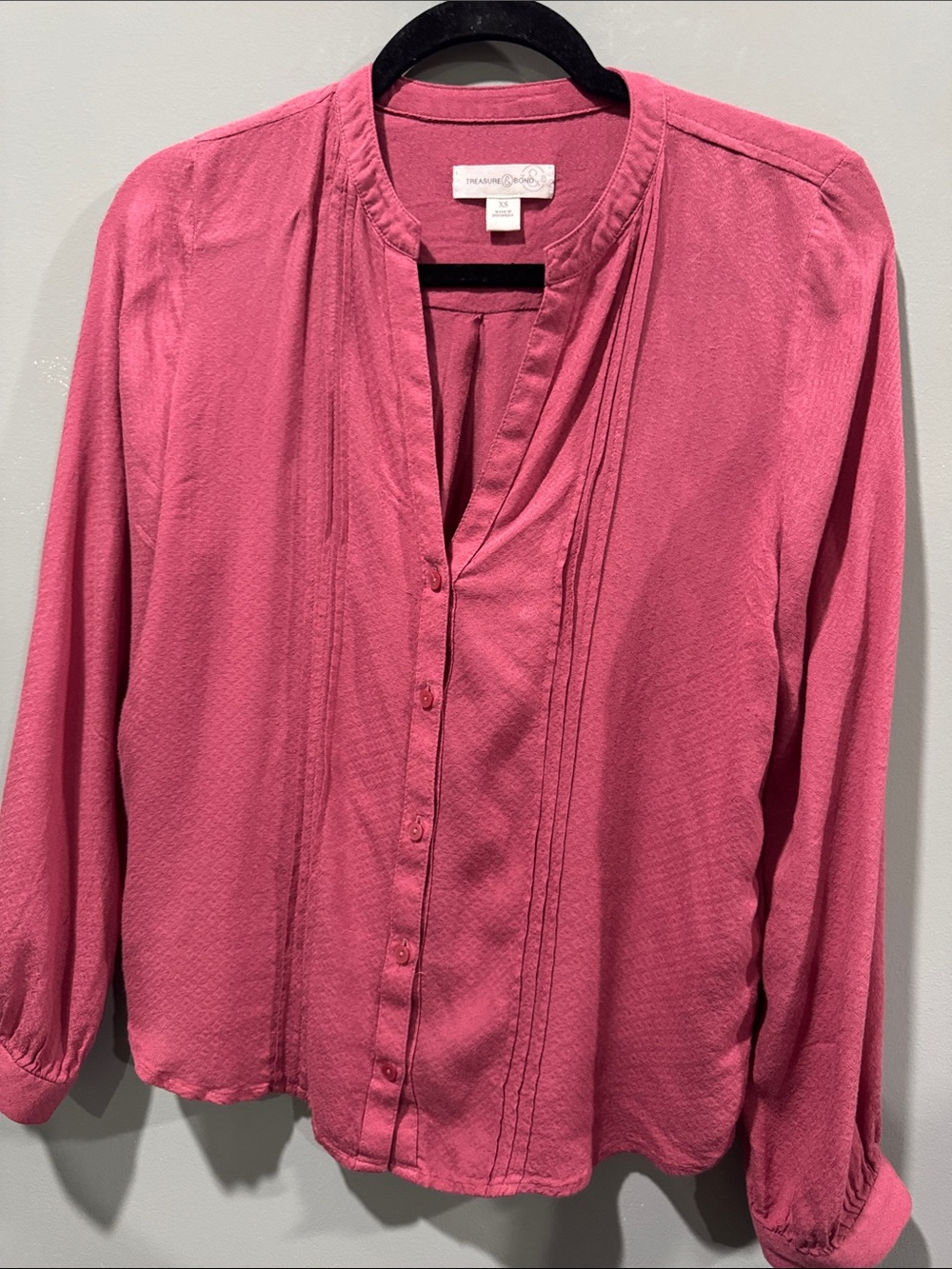 Treasure & Bond Rose Pink Pintuck Button-Down Blouse